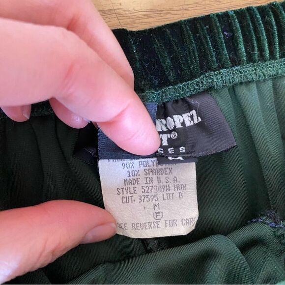 Vintage Forest Green Velvet Wide Leg Pants Size Medium - Picture 4 of 8